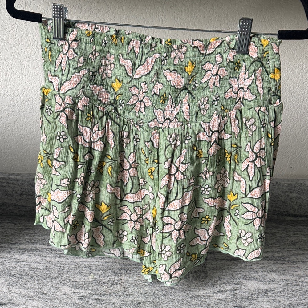 Aerie Green and Pink Floral Skirt